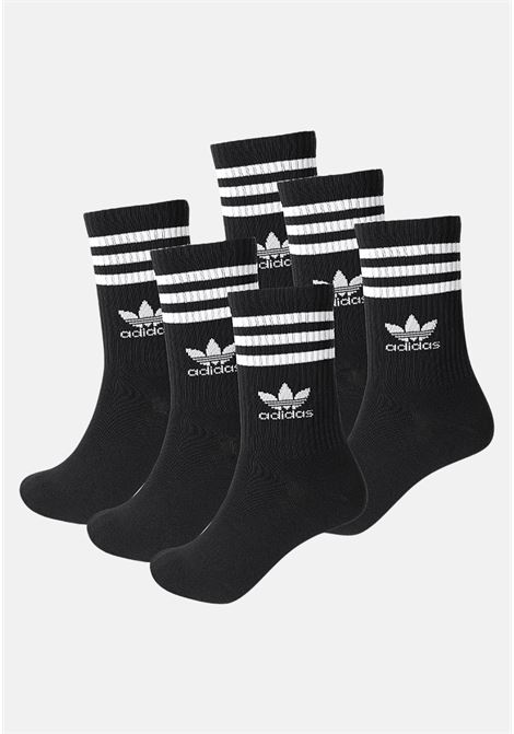 Set of 6 pairs of black 3-STRIPES CREW socks for men and women ADIDAS ORIGINALS | JE1829.